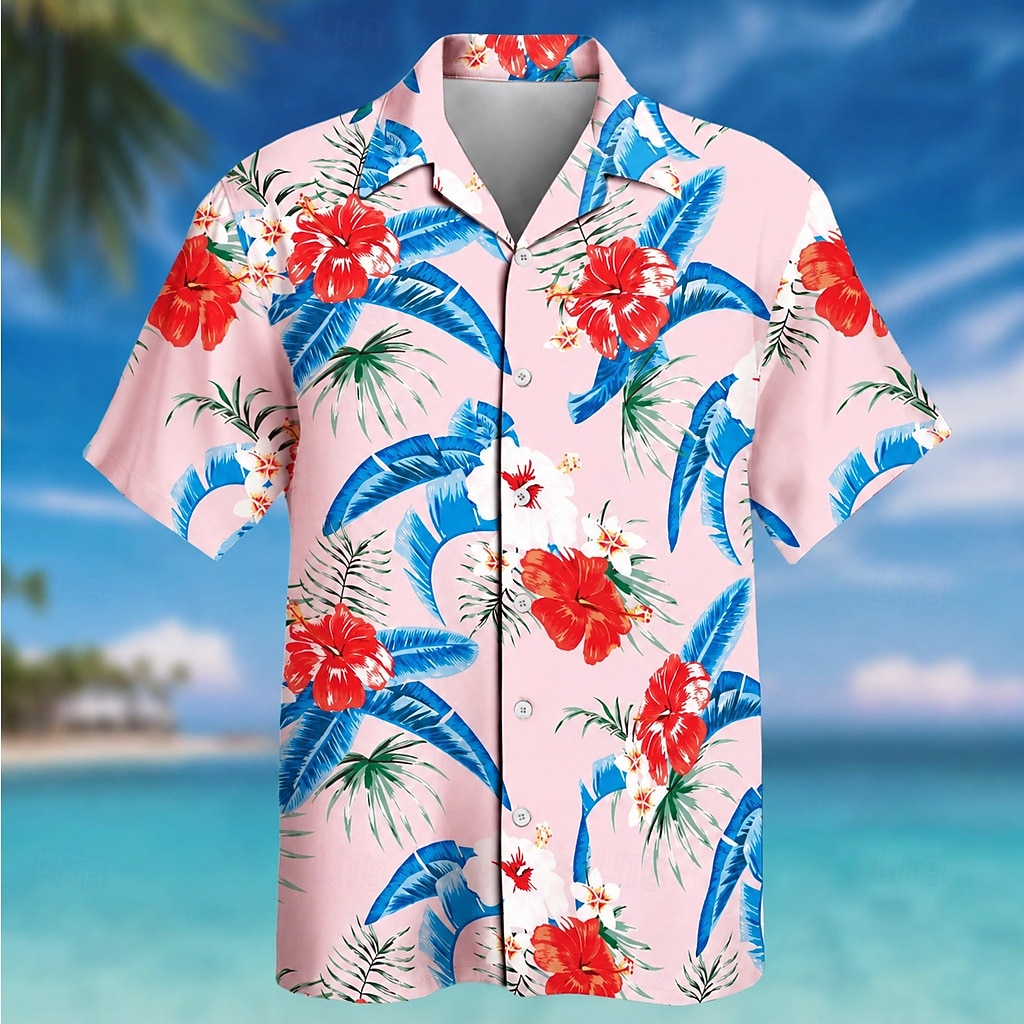 Men's Floral Coconut Palm Tropical Plants Summer Hawaiian Shirt Tropical Shirts Aloha Shirt Short Sleeve Hawaiian Daily Beach Vacation Wear Summer Spring Turndown 3D Print Button Up Shirts Blue 2026 - $25.99 –P2