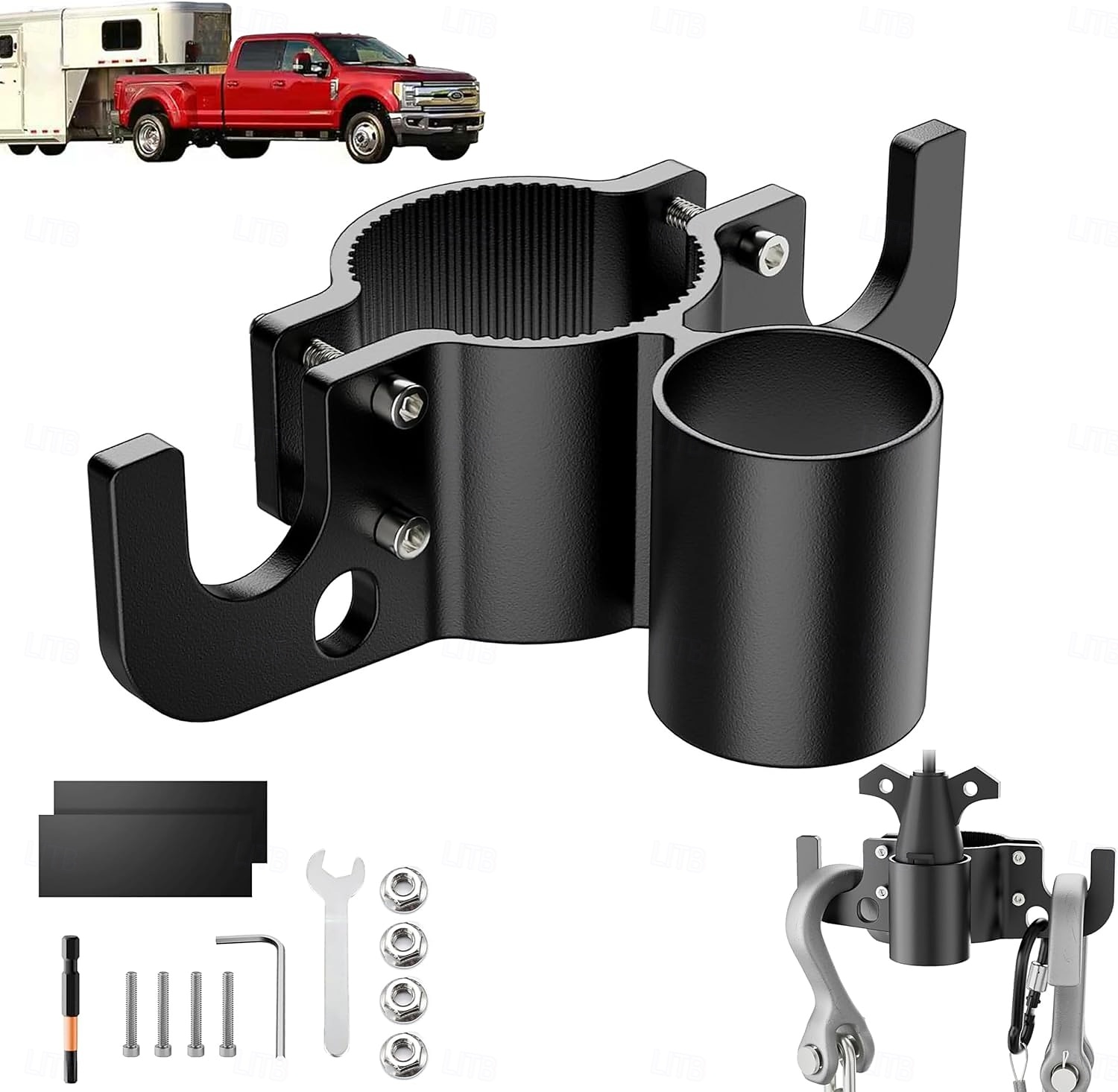 Aluminum Trailer Towing Chain Organizer & 7-Way Plug Holder, Trailer Chain Holder, Trailer Towing Organizer Powder Coating, Heavy-Duty RV Tongue Jack Accessories for Outside Travel Camper 2026 - $28.99 –P1