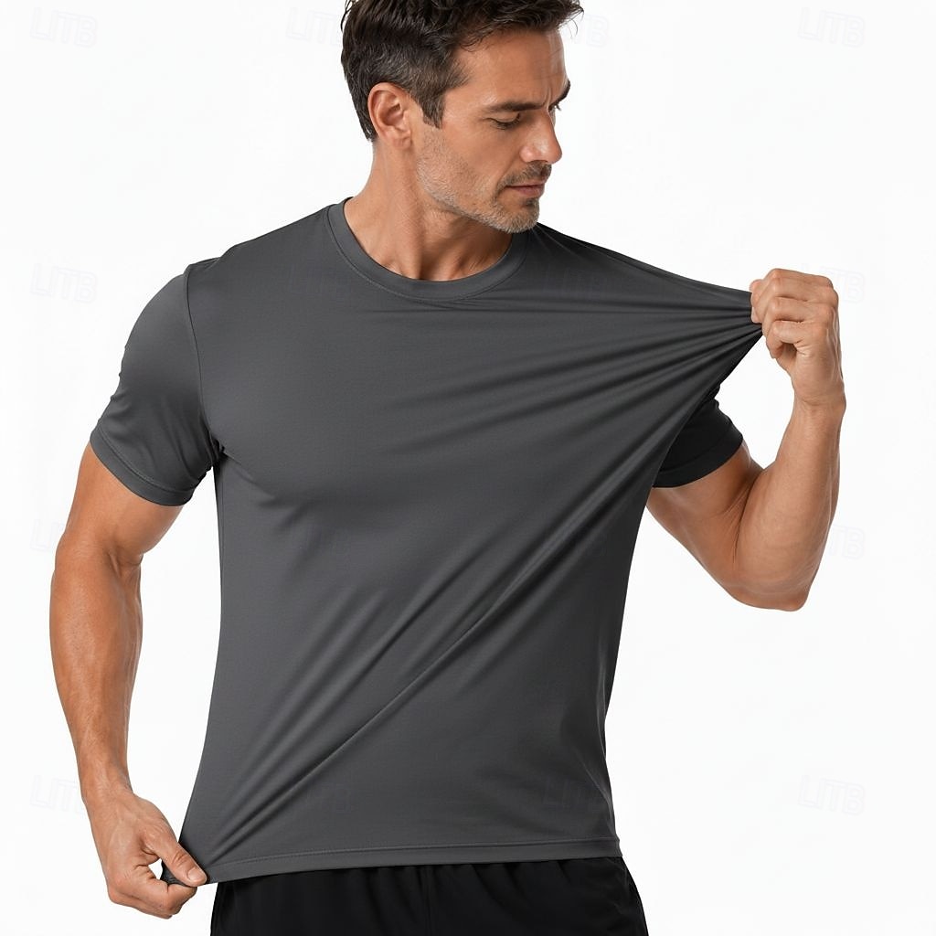 Men's T Shirt Tee Top Short Sleeve Crew Neck Summer Spring Plain Casual Athletic Quick Dry Slim Casual Daily Sports Light Blue Black White Top Tee for Men 2026 - $20.99 –P8
