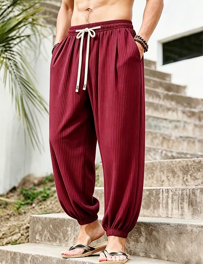 Per uomo Joggers Pantaloni Pantaloni casual Pantaloni a Nido d'Ape Coulisse Tasca Elastico in vita Tinta unica Asciugatura Rapida Leggero Quotidiano All'aperto Vacanza Vacanza Elegante Nero Bianco del 2026 a $26.99 –P17
