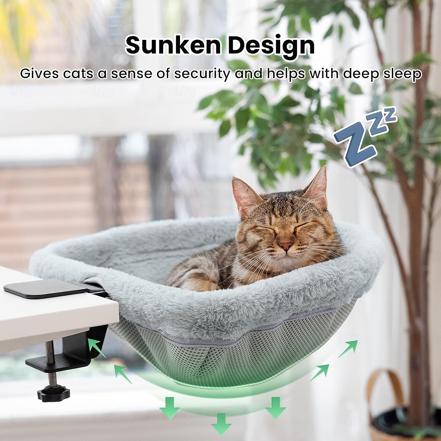 Cuccia da scrivania per gatti, pieghevole con un solo tocco, letto affondabile, semicircolare salvaspazio, in pelliccia di coniglio (morbida al tatto), adatta a diverse scrivanie, portata massima 18 del 2026 a $63.99 –P2