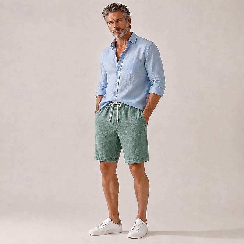 Herren-Shorts aus 100 % Leinen – knielange, lässige Sommershorts 2026 - $67.99 –P2