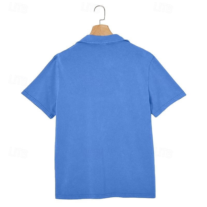 SoftFade™ Men's Polo Shirts 100% Cotton Acid Wash Shirt Casual Holiday Lapel Short Sleeve Fashion Basic Plain Pocket Distressed Summer Spring All Seasons Dark Brown Black Light Green Pink Navy Blue 2026 - $33.99 –P3