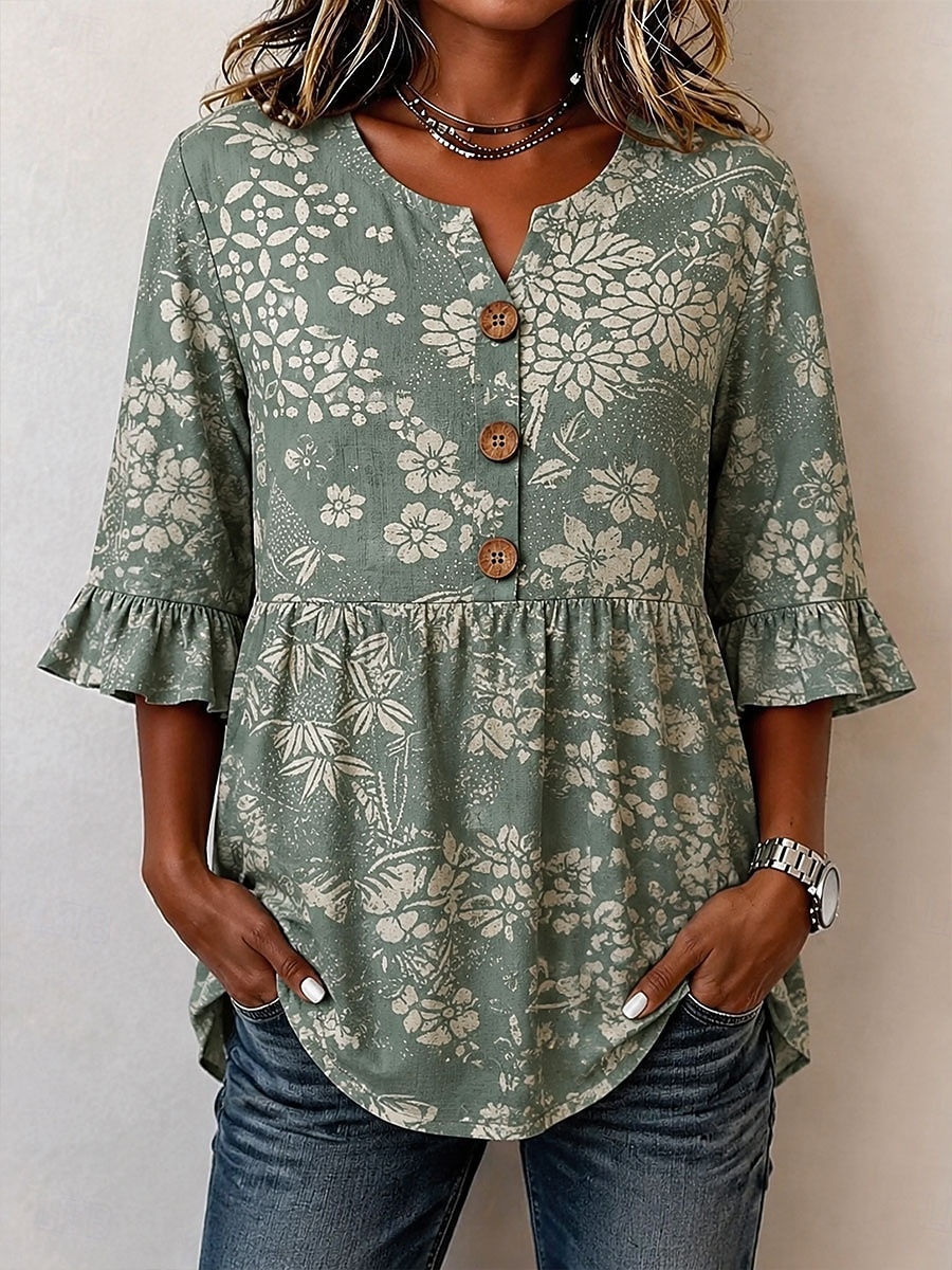 Women's Shirt Graphic Leopard Vintage Stylish Half Sleeve V Neck Regular Tops Casual Daily Holiday Pink Brown Green Summer Spring 2026 - $34.99 –P2