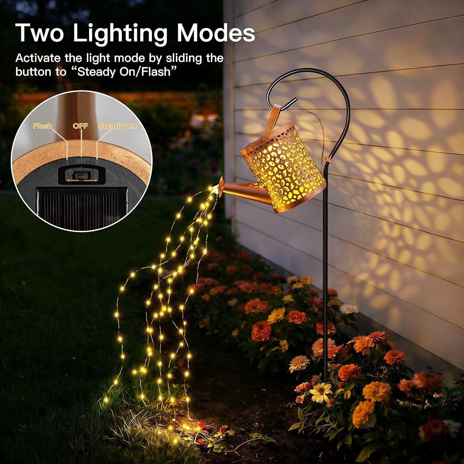 Solar Watering Can with Cascading Lights Outdoor Garden Decor, Birthday Gifts for Mom Grandma Women, IP65 Waterproof 2 Lighting Modes Hanging Lanterns for Yard 2026 - $26.99 –P2