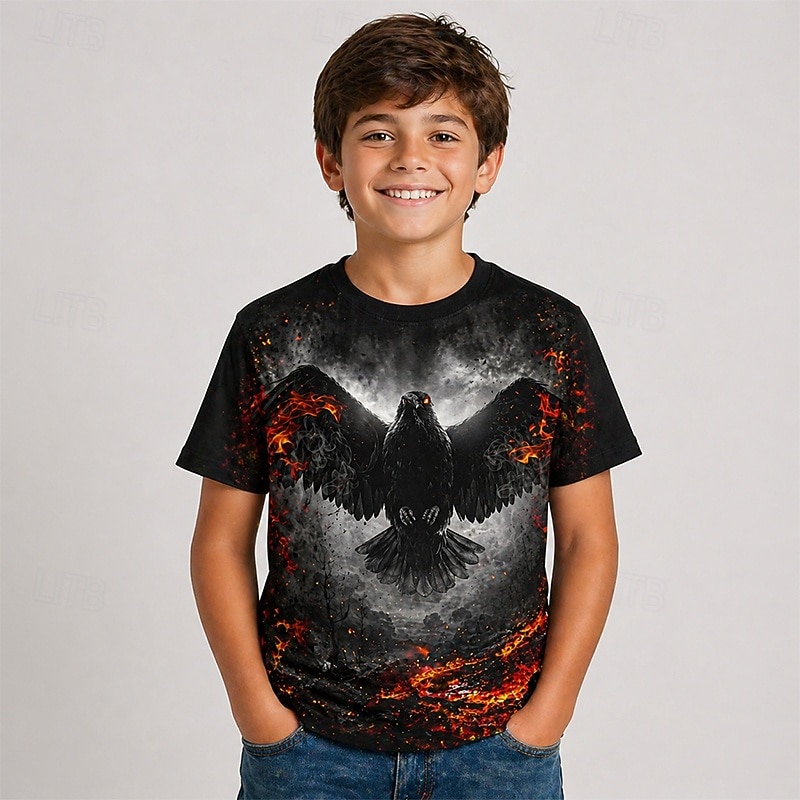 Ragazzi 3D Grafico Uccello Maglietta 3D Senza Maniche Manica Corta Stampa 3D Estate Punk Bambini 4-12 Anni Quotidiano Vestibilità regolare del 2026 a $15.99 –P1