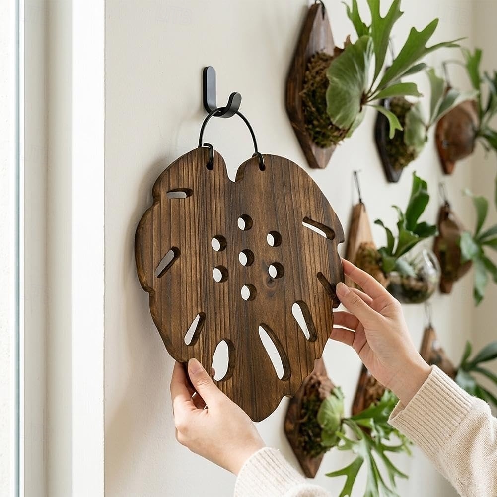 Bevestigingsplank voor varens, zeshoekige houten ophangbasis met voorgeboorde gaten voor verticale tuinen, stevige plantenhouder van Chinees sparrenhout voor epifytische planten, wanddecoratie 2026 - $16.99 –P4