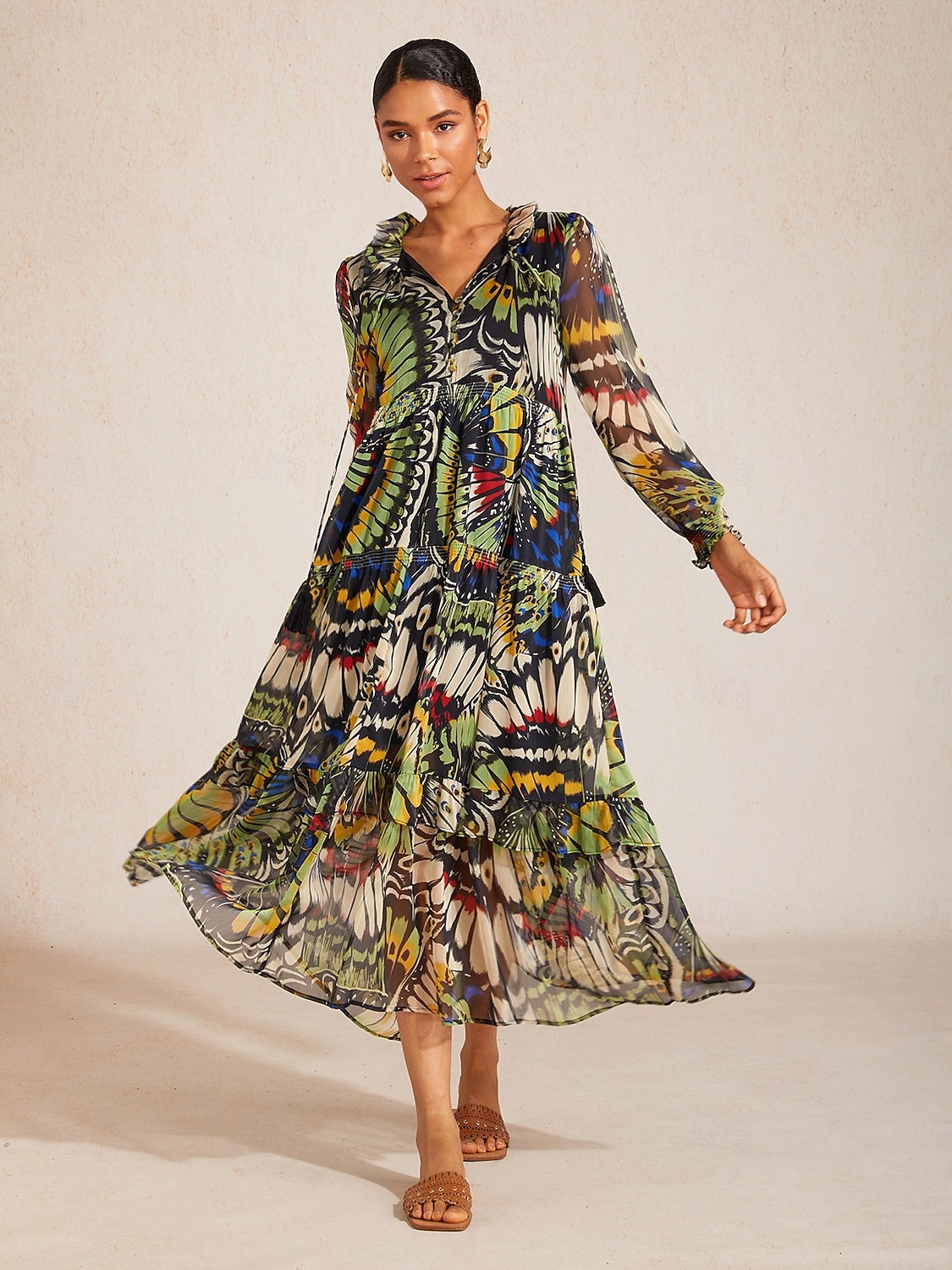 Jungle Butterfly Flowy Chiffon Maxi Dress 2026 - $171.99 –P4