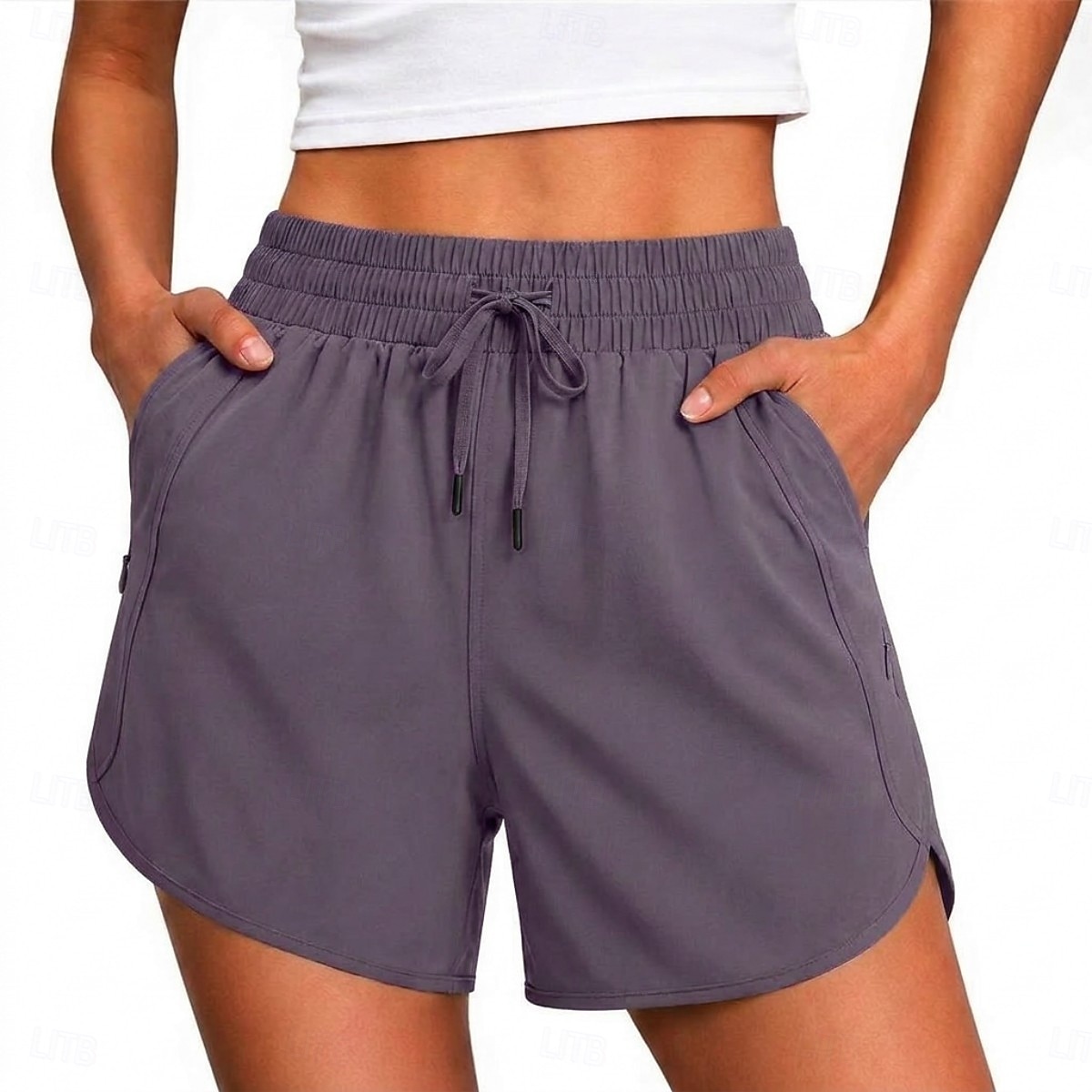 Women's Summer Shorts Running Shorts Sport Stylish Short Medium Waist Drawstring Quick Dry Breathability Casual Sports & Outdoor Violet Black ash-colored Khaki Summer Spring Regular Fit 2026 - $22.99 –P7
