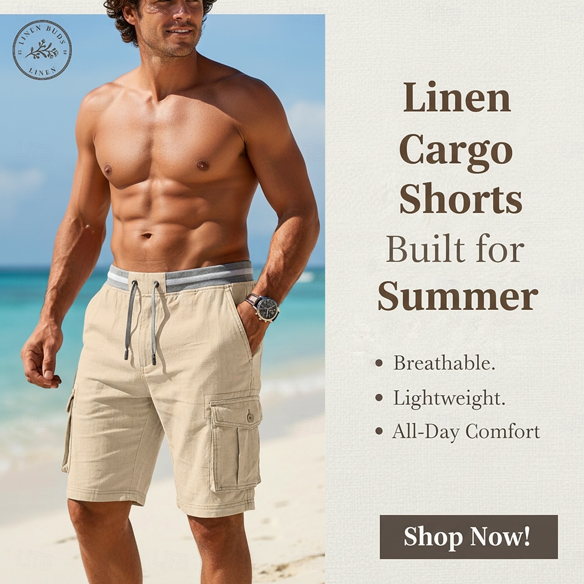 Homme Shorts cargo Shorts en Lin Shorts d'été Shorts de plage Cordon de serrage Taille Élastique Poche cargo Bloc de Couleur Couleur Pleine Confort Respirant Longueur Genou Occasionnel Quotidien Plage de 2026 ? $29.99 –P1