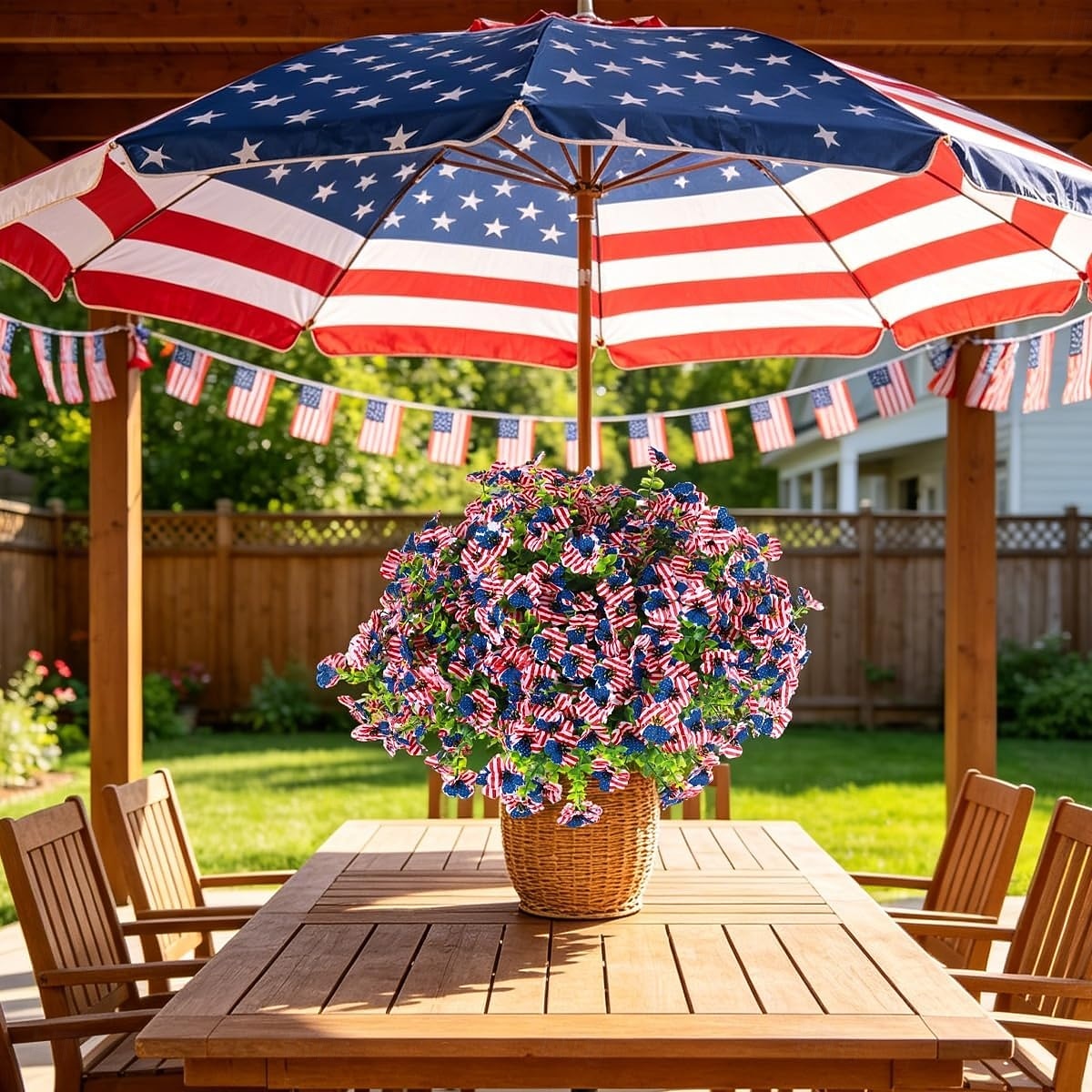 12 ramos de flores artificiais patrióticas com folhas de eucalipto, decoração vermelha, branca e azul para o 250º aniversário dos EUA, Dia da Memória e Dia dos Veteranos. de 2026 por $23.99 –P5