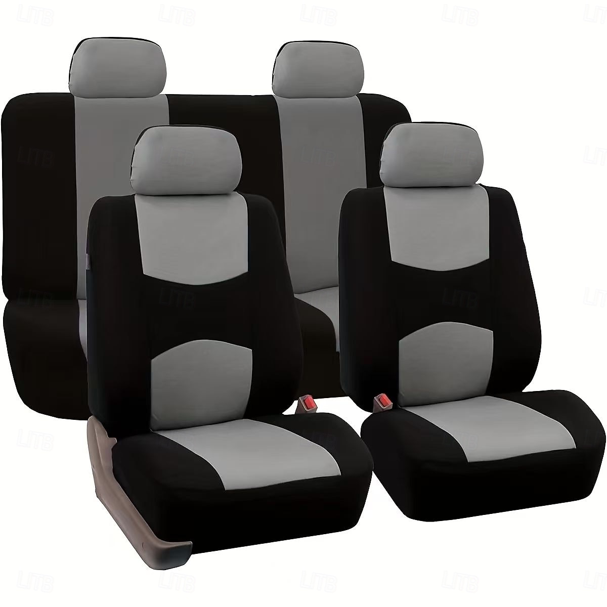 Universal Car Seat Covers Full Set, Breathable Cloth Automotive Seat Protectors with Sporty Two-Tone Design, Airbag Compatible Interior Accessories for Most Sedan, SUV, Truck, Van, 9PCS 2026 - $26.99 –P1