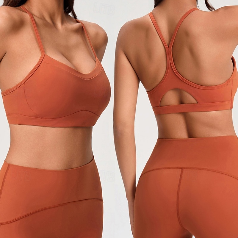 Mulheres Sutiã de ioga Sutiã Pilates Sutiã Esportivo Decote em U Roupa-Interior Flexão Sem costura Antivibração Costas Nadador Sem Fio Côr Sólida Esporte Roupas Esportivas Azul Preto Treino de de 2026 por $21.99 –P1