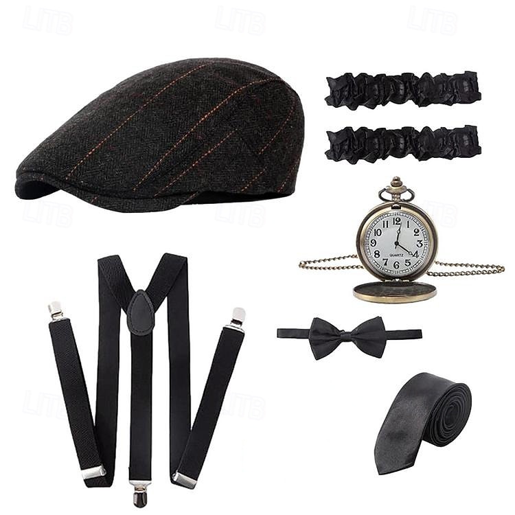 Řvoucí 20s 20. léta 20. století Retro Sada příslušenství Baret Velký Gatsby Gentleman Gangster Maškarní kostým Pánské Karneval Valentýna Párty večerní šaty Plesová maškaráda Koktejlový večírek Dospělí 2026 - $34.99 –P3
