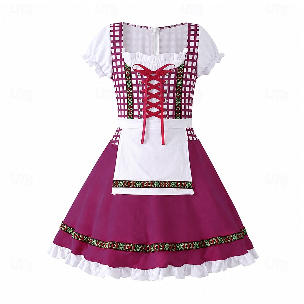 Víspera de Todos los Santos Oktoberfest Vestidos Disfraz Falda acampanada Oktoberfest / Cerveza bávaro traje de cosplay Viena prados Chica Carnaval Fiesta / Noche Paño de estilo tradicional Vestido 2026 - $38.99 –P7