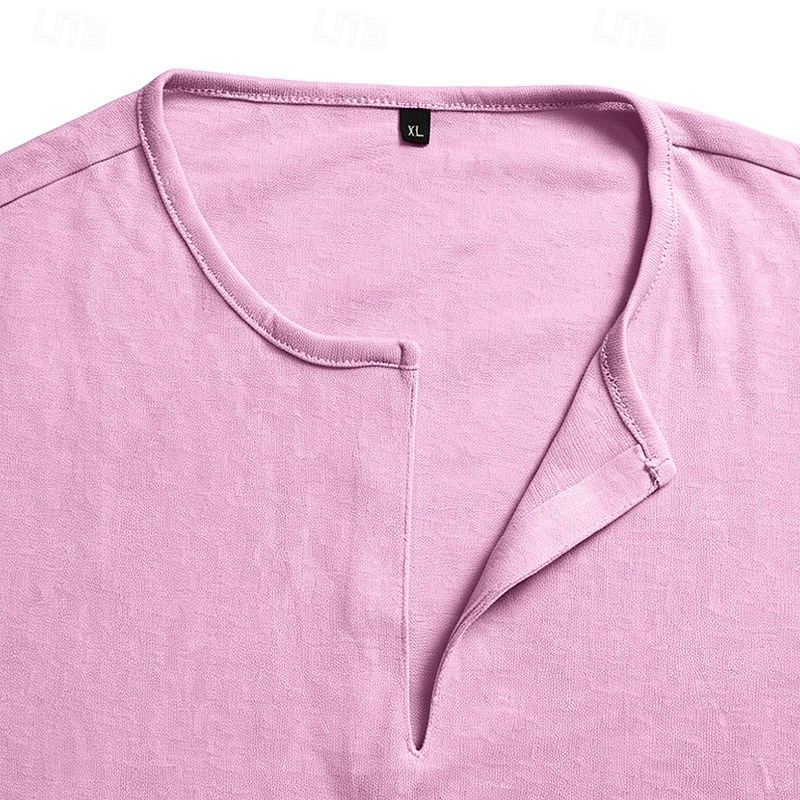 Per uomo Maglietta Maglietta in lino Manica Corta Maniche Corte Scollo a V Primavera & Estate Estate Primavera Semplice Moda Designer Essenziale Morbido Casuale Vacanza Streetwear Blu Bianco Nero del 2026 a $14.99 –P14