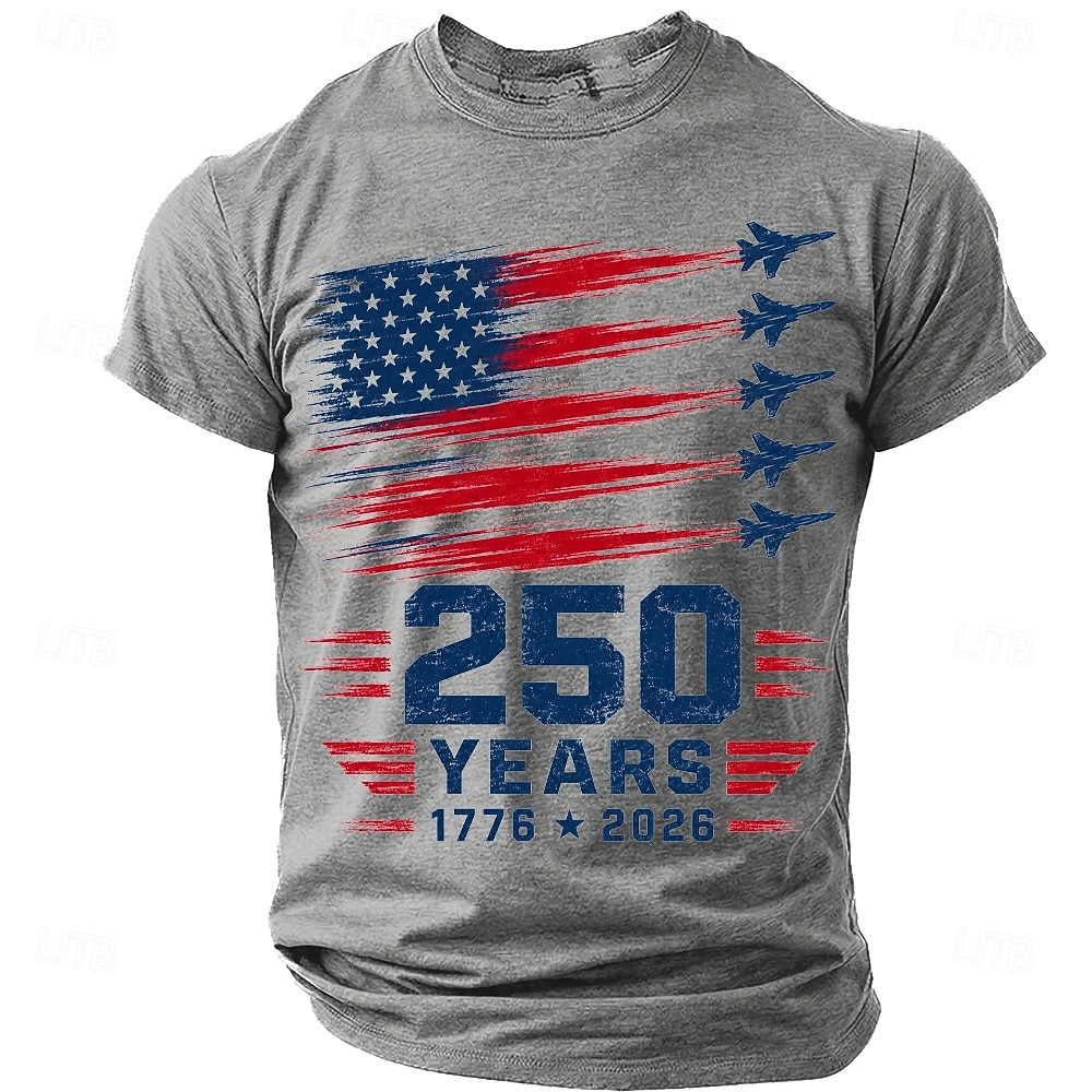 4th of July 2026 250th Men's US Flag 1776 T Shirt Short Sleeve T shirt 3D Print Crew Neck Shirt Patriotic Daily Festival White Green Gray Summer Spring Clothing Apparel S M L XL XXL XXXL 2026 - $18.99 –P2