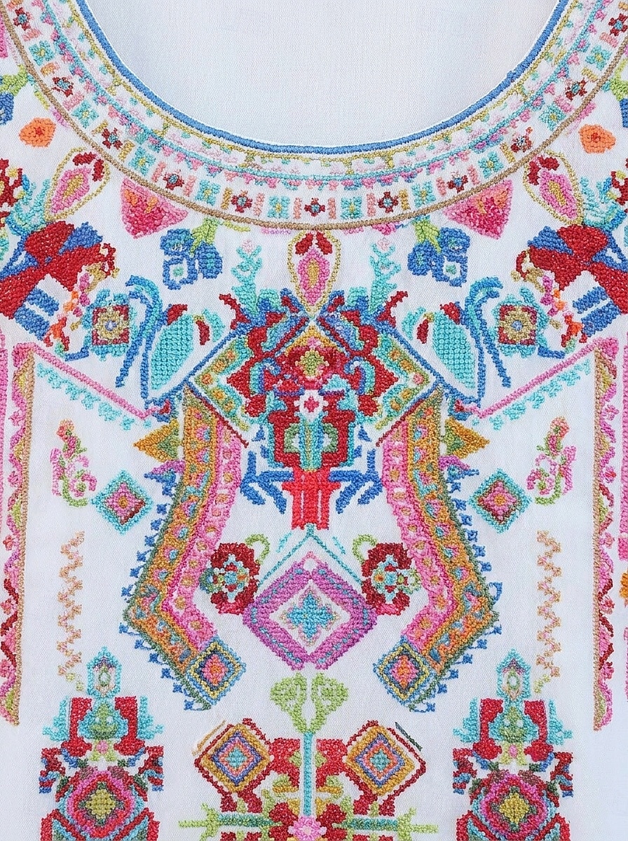 San Valentino Per donna Abito Midi Abito Boho Abito in cotone Classico Quotidiano Vacanza Vestibilità comoda Floreale Mezza Manica Girocollo Bianco Estate del 2026 a $39.99 –P3