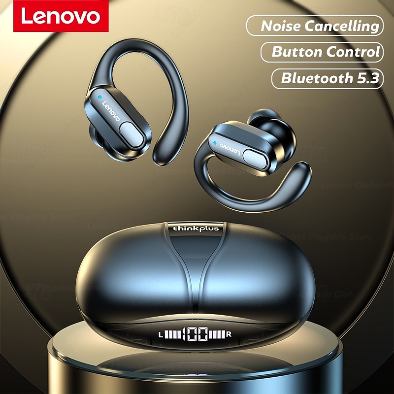 2026年 Lenovo ThinkPlus ワイヤレススポーツイヤホン、Bluetooth 5.3 ヘッドホン（イヤーフック付き）、LED デジタルバッテリー表示付き TWS イヤホン、内蔵マイク、ジム、ランニング、ワークアウト用の防汗仕様  コレクション – $42.99 –P7