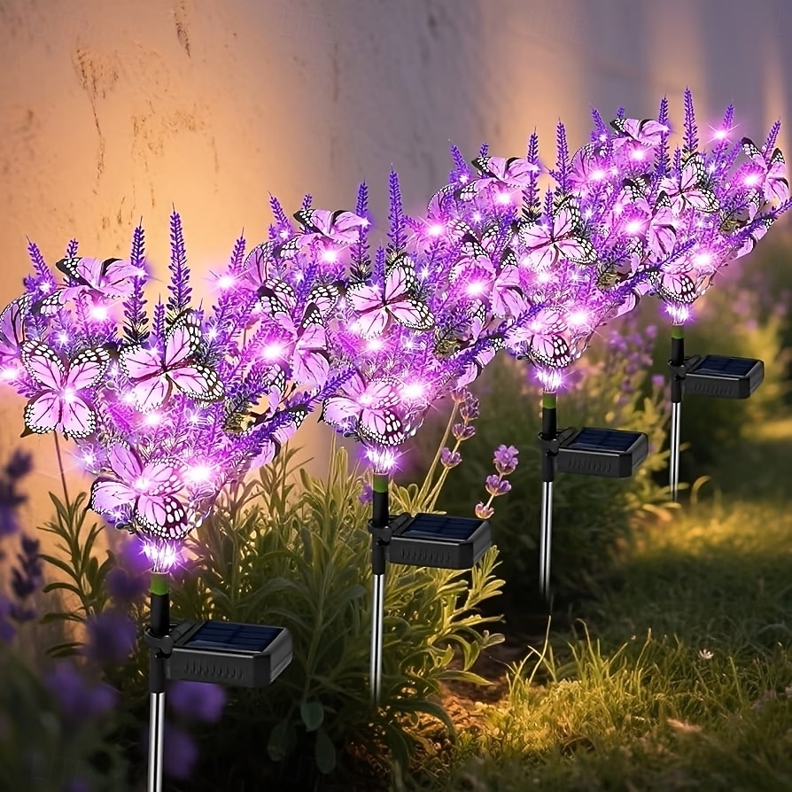2/4 PCS Solar Simulation Lavender Butterfly Lawn Light Waterproof Garden Floor Insert Lamp Park Pathway Villa Yard Terrace Holiday Decoration Lamp 2026 - $26.99 –P5