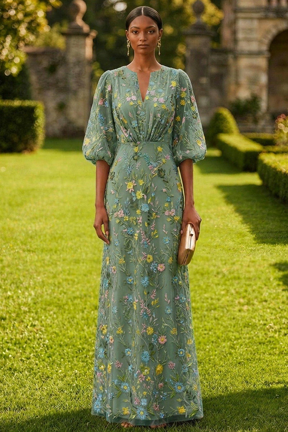 A-Line Dress Floor Length Party Dress Cocktail Dress Mother of the Bride Dress 3/4 A-Line Dress Floor Length Party Dress Cocktail Dress Mother of the Bride Dress 3/4