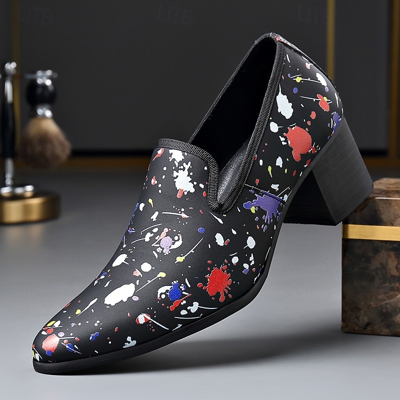 Scarpe eleganti da uomo slip-on con stampa astratta e punta affusolata, calzature di tendenza per uomini alla moda, ideali per feste, banchetti, balli di fine anno ed eventi serali di moda. del 2026 a $59.99 –P1
