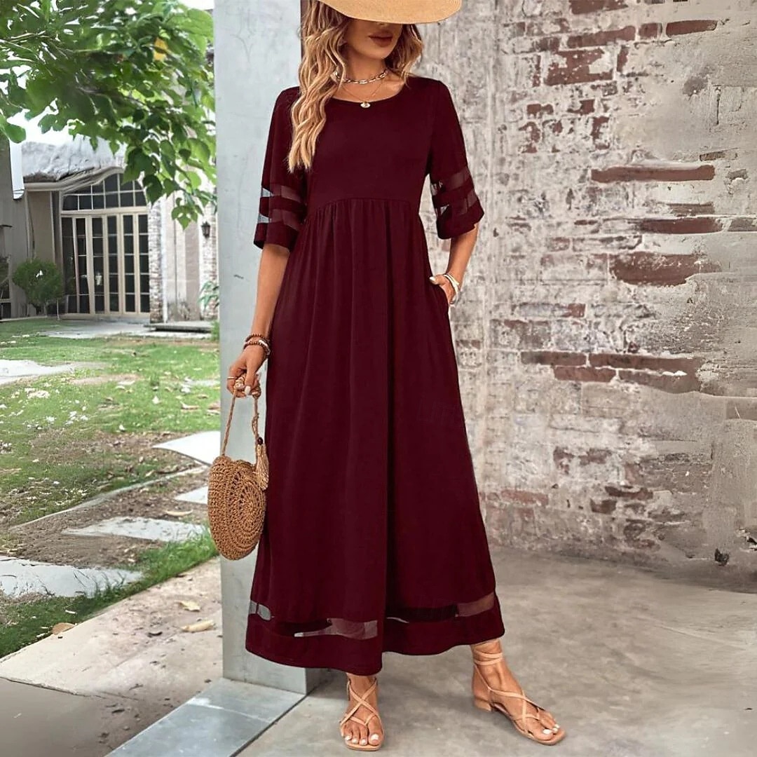Women's Maxi Dress Sundress Casual Dress Vacation Casual Boho Beach Party Date Regular Fit Plain Half Sleeve Crew Neck Black Red Green Summer Spring 2026 - $37.99 –P6