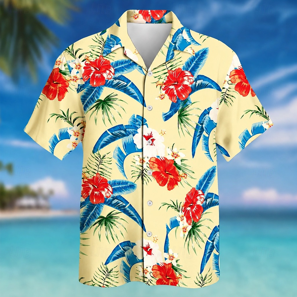 Men's Floral Coconut Palm Tropical Plants Summer Hawaiian Shirt Tropical Shirts Aloha Shirt Short Sleeve Hawaiian Daily Beach Vacation Wear Summer Spring Turndown 3D Print Button Up Shirts Blue 2026 - $25.99 –P3