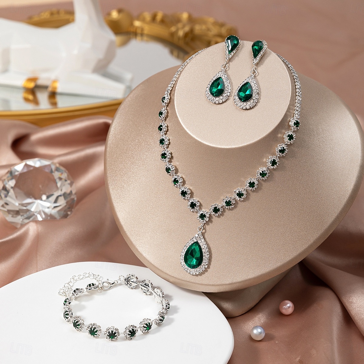 Jewelry Set Three-piece Suit Rhinestone Chrome Earrings Necklace Women's Fashion Jewelry Set For Wedding 2026 - $34.99 –P4