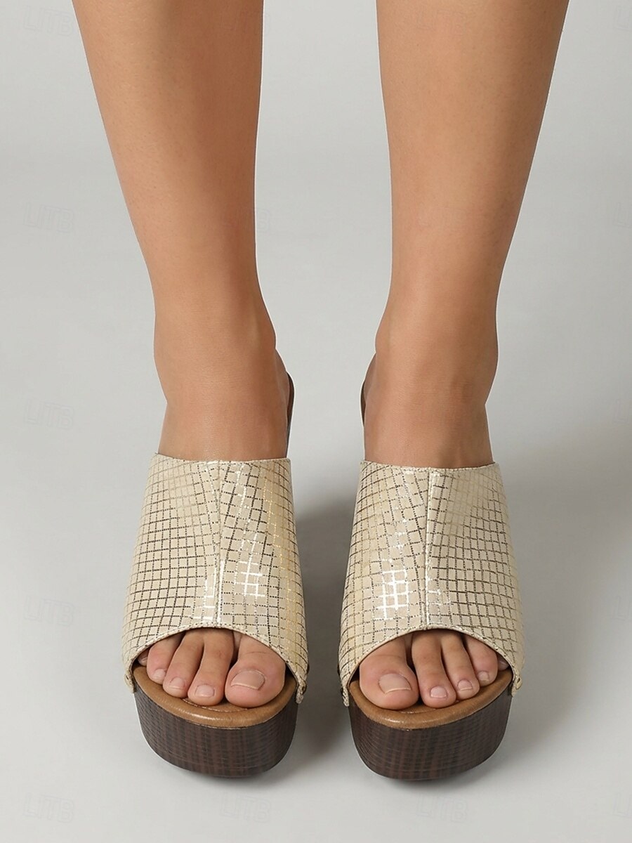 Sandalias doradas de tacón de bloque para mujer: sandalias de plataforma con tacón alto para fiestas nocturnas y ropa de club. 2026 - $46.99 –P3