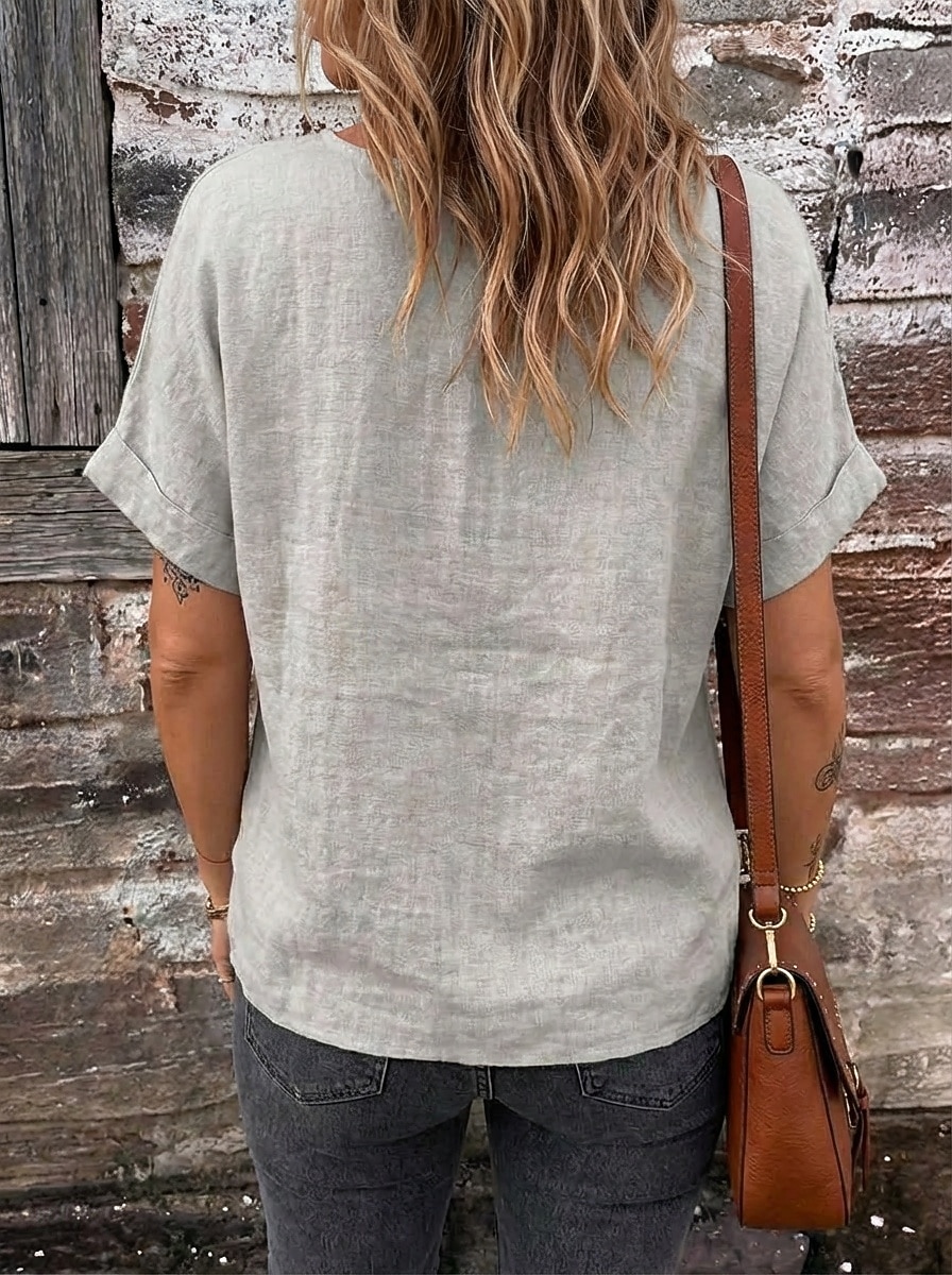 Women's Tee Top Solid Color Vintage Stylish Casual Short Sleeve Boat Neck Regular Tops Daily Going out Vacation Wear Khaki Navy Blue Olive Mint Green Dark Green Summer Spring 2026 - $21.99 –P2