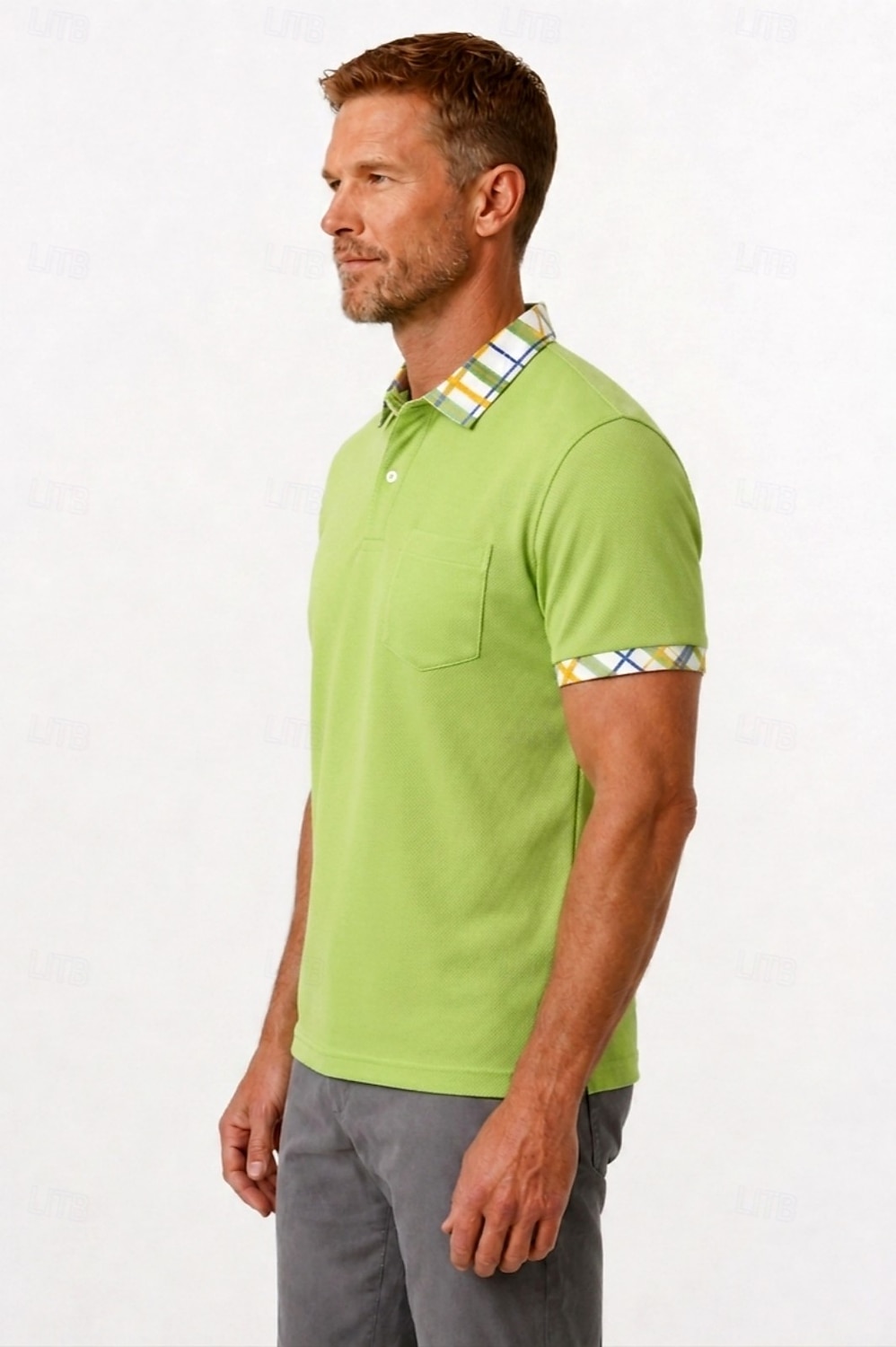 Polo da golf da uomo - polo a maniche corte in piqué color block - giallo blu navy verde del 2026 a $33.99 –P10