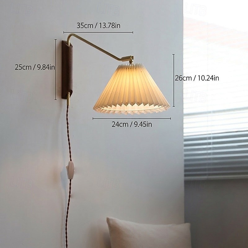 lightinthebox vintage nástěnná svítidla se zástrčkovým kabelem a vypínačem dřevěné nástěnné svítidlo e27 ložnicové noční lampičky nastavitelný mosazný držák vnitřní nástěnné osvětlení obývacího 2026 - $150.99 –P6
