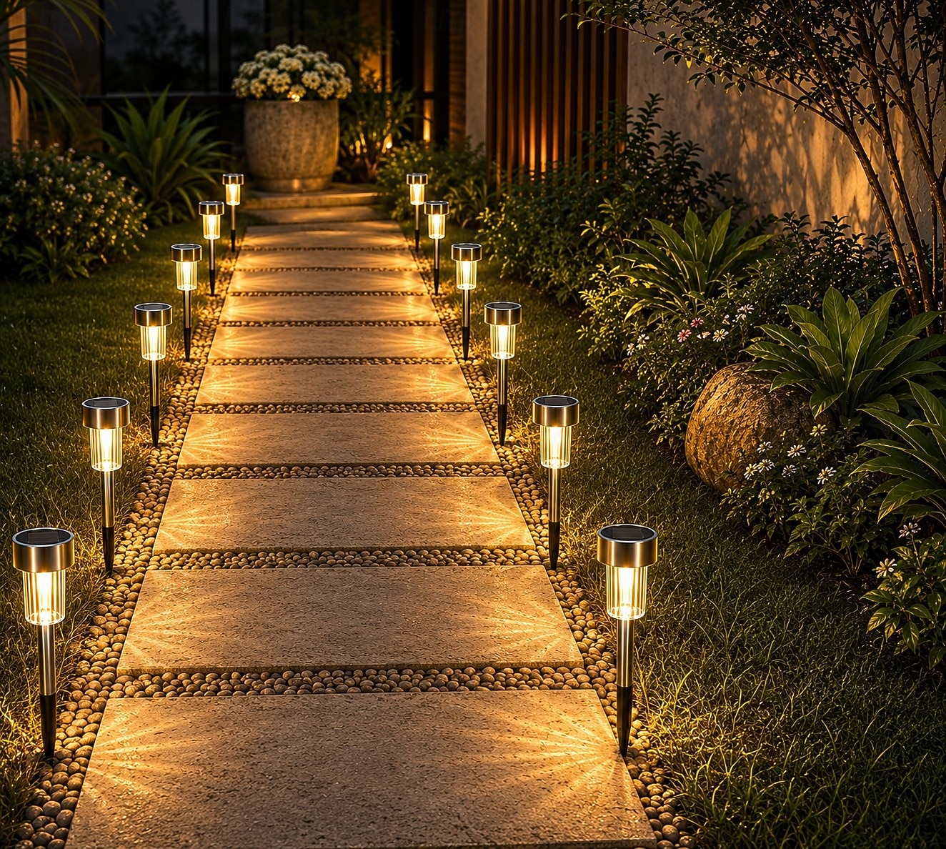 12pcs luci solari da giardino per prato all'aperto a led luce solare impermeabile patio illuminazione percorso cortile lampada decorazione paesaggio del 2026 a $43.99 –P4