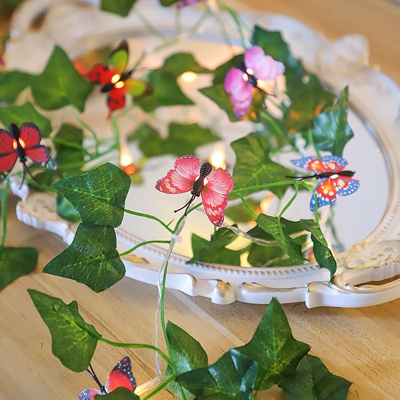 Lichterkette mit Schmetterlings-, Lilien- und Efeumotiven, für drinnen und draußen, geeignet für Wohnzimmer, Schlafzimmer, Terrasse, Garten, Hochzeiten und Partys, batterie-, kabel- oder 2026 - $10.99 –P18