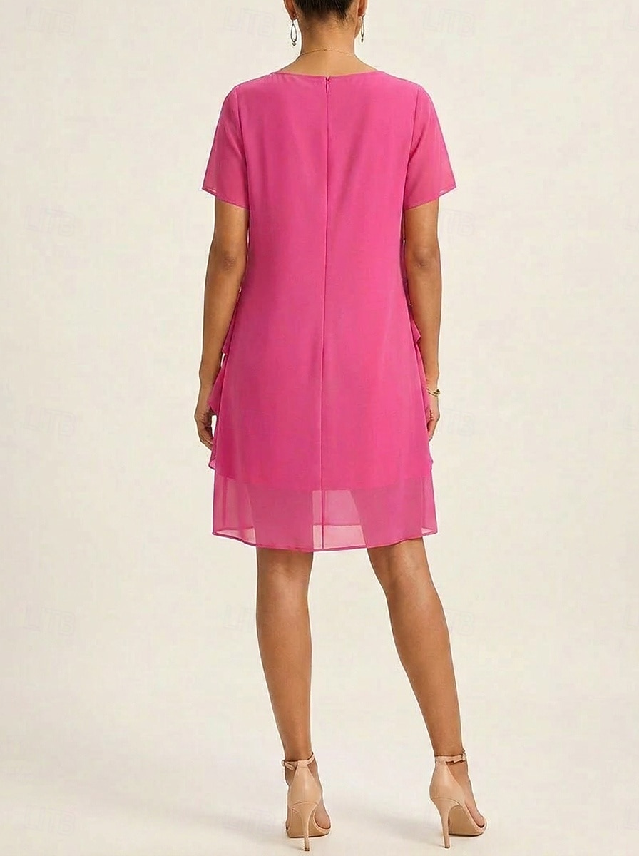 Women's Knee Length Dress Chiffon Dress Casual Dress Elegant Fashion Modern Outdoor Vacation Going out Regular Fit Plain Short Sleeve V Neck Blue Pink Navy Blue Green Summer Spring 2026 - $28.99 –P6