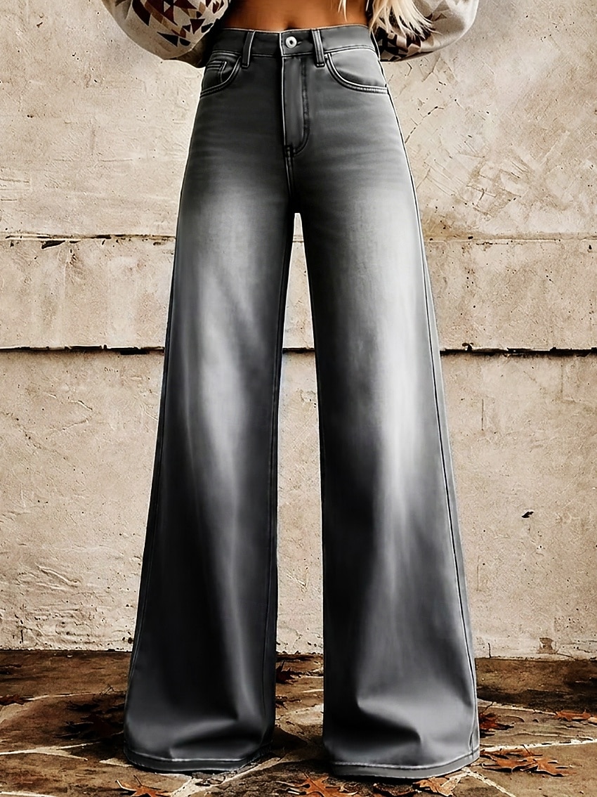 Retro Vintage Boho 1970s Pants Wide Legged Pants Hippie Disco High Waist Floral Faux Jeans Style Fancy Dress Women's Halloween Carnival Music Festival Pride Parade Retro Theme Party Adults' Pants 2026 - $35.99 –P4