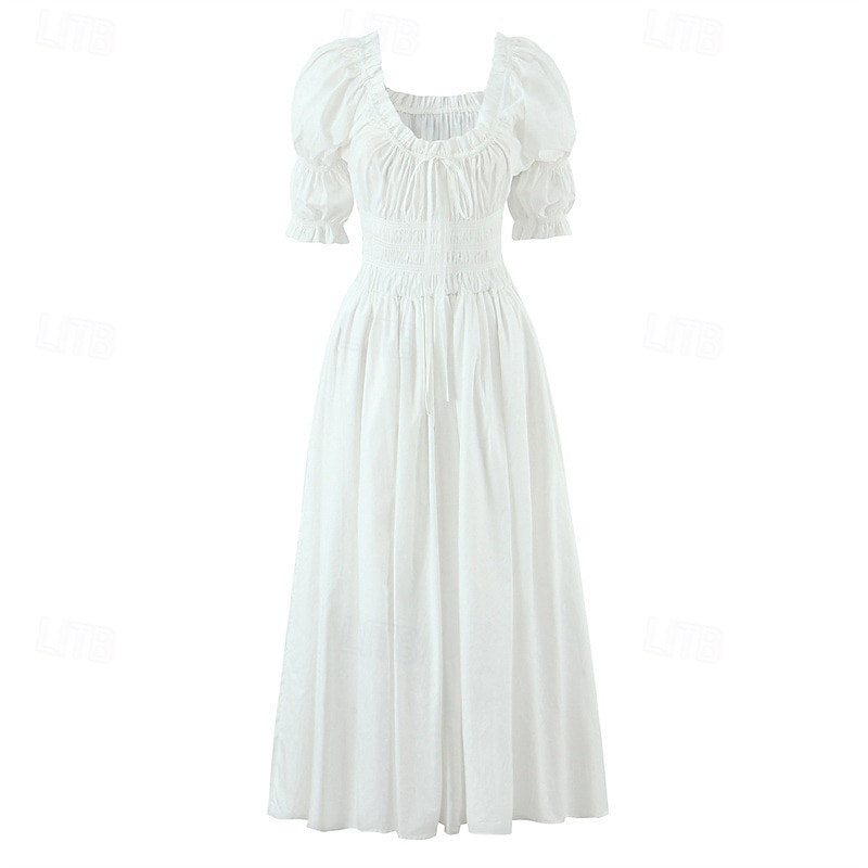 Medieval Renascentist Cottagecore Lungime Gleznă Rochii Chemise Balon / Puf Mâneci scurte vrăjitoare Zana Țăran În U Costume de fancy Pentru femei Fantezie Halloween Carnaval Casul / Zilnic Târgul 2026 - $60.99 –P1