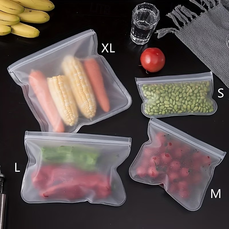 Lot de 8 sacs de conservation en silicone réutilisables, à fermeture automatique, parfaits pour les fruits, les légumes, les sandwichs et la viande – la solution idéale pour organiser votre de 2026 ? $14.99 –P8