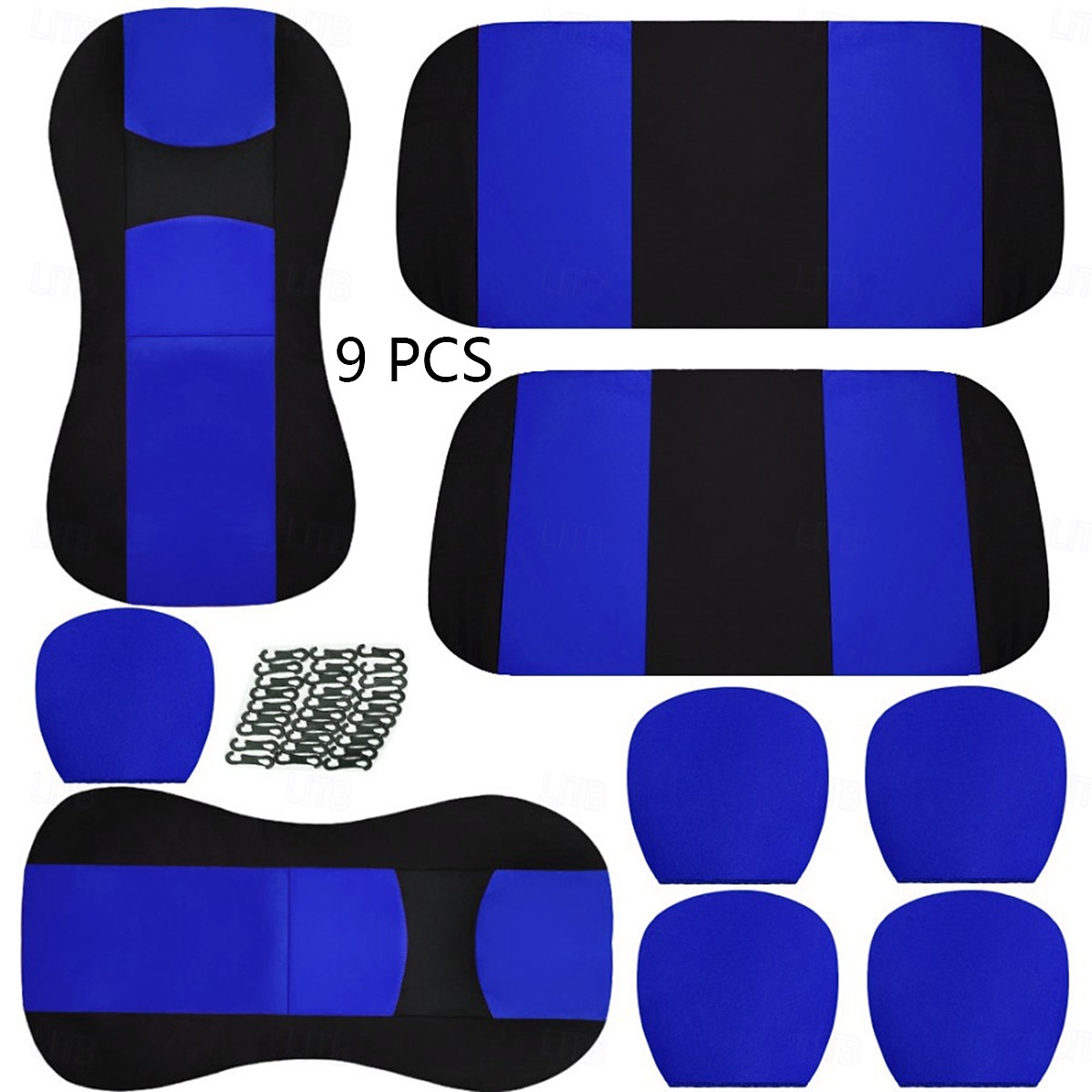 Universal Car Seat Covers Full Set, Breathable Cloth Automotive Seat Protectors with Sporty Two-Tone Design, Airbag Compatible Interior Accessories for Most Sedan, SUV, Truck, Van, 9PCS 2026 - $27.99 –P6