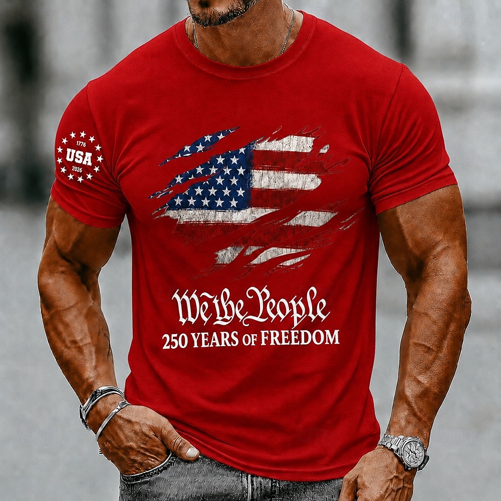 2026 250η Επέτειος Ανδρικά Η.Π.Α. Σημαία T-Shirt Κοντομάνικο T shirt 3D Εκτύπωση Crew Neck Μπλουζάκι Πατριωτικό Καθημερινό Φεστιβάλ Μαύρο Λευκό Κόκκινο Καλοκαίρι Άνοιξη Ρούχα Ενδυμασία S M L XL XXL 2026 - $18.99 –P3