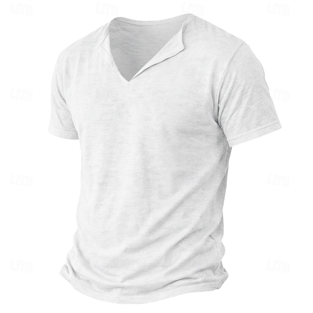 Per uomo Maglietta Maglietta in lino Manica Corta Maniche Corte Scollo a V Primavera & Estate Estate Primavera Semplice Moda Designer Essenziale Morbido Casuale Vacanza Streetwear Blu Bianco Nero del 2026 a $14.99 –P9