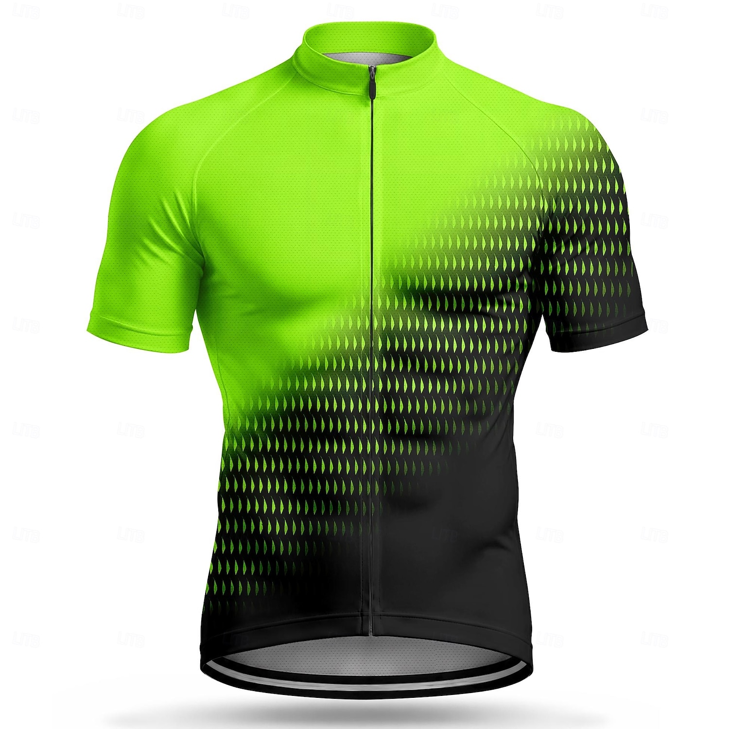 Heren Wielrenshirt Verloop Korte mouw Fietsen Shirt Kleding Bovenlichaam met 3 achterzakken UV-bestendig Met zakken Rits Aan De Voorzijde Reflecterende strips Sport Groen Kleding 2026 - $28.99 –P2