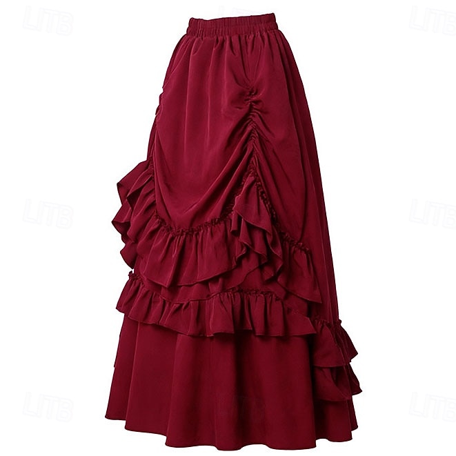 Retro Antiguo Victoriano Medieval Falda Bruja Princesas Aristócrata Volante Disfraz Mujer Víspera de Todos los Santos Carnaval Feria del Renacimiento LARP Adulto Falda 2026 - $50.99 –P3