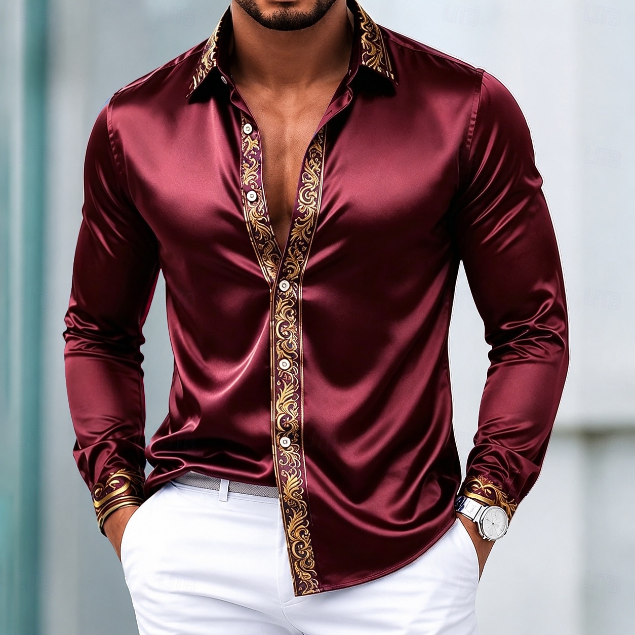 Homme Chemise Chemise en satin Chemise habillée Chemise Boutonnée Chemise de Bal Mariage Formel Noir Blanche Rouge Bleu manche longue Col Rabattu Toutes saisons Vêtement Tenue Patchwork de 2026 ? $26.99 –P3