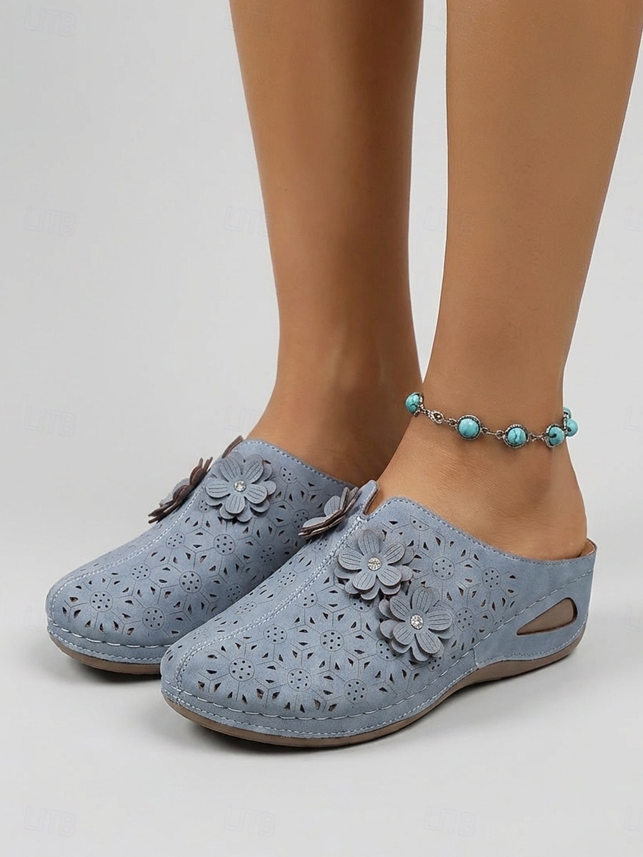 Women's Sky Blue Breathable Wedge Clogs - Lightweight Slip-On Comfort Mules with Floral Detail, Soft Non-Slip Casual Shoes for Walking, Trave & Daily Wear 2026 - $24.99 –P2