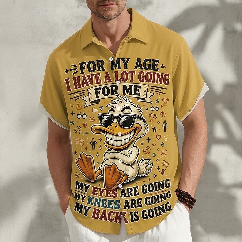 Hombre Pato Argot divertido animales de dibujos animados Camisa Camisa de verano Abotonar la camisa Manga Corta Irónico Gracioso Diario Exterior Vacaciones Verano Primavera Cuello Vuelto Impresión 3D 2026 - $25.99 –P1