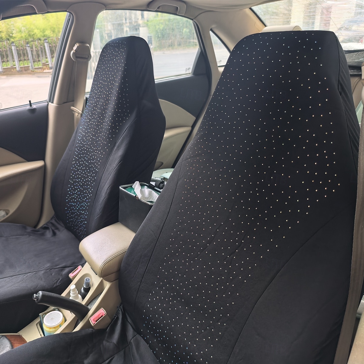 7 Pcs Bling Car Seat Covers Full Set for Women, Sparkling Rhinestone Diamond Starry Sky Universal Fit for Sedan SUV Truck, Elegant Black Breathable Auto Interior Decor Accessories 2026 - $33.99 –P4