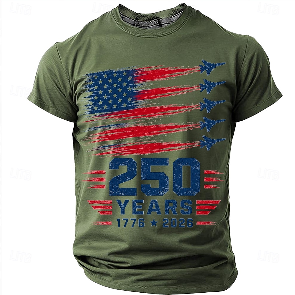 4th of July 2026 250th Men's US Flag 1776 T Shirt Short Sleeve T shirt 3D Print Crew Neck Shirt Patriotic Daily Festival White Green Gray Summer Spring Clothing Apparel S M L XL XXL XXXL 2026 - $18.99 –P5