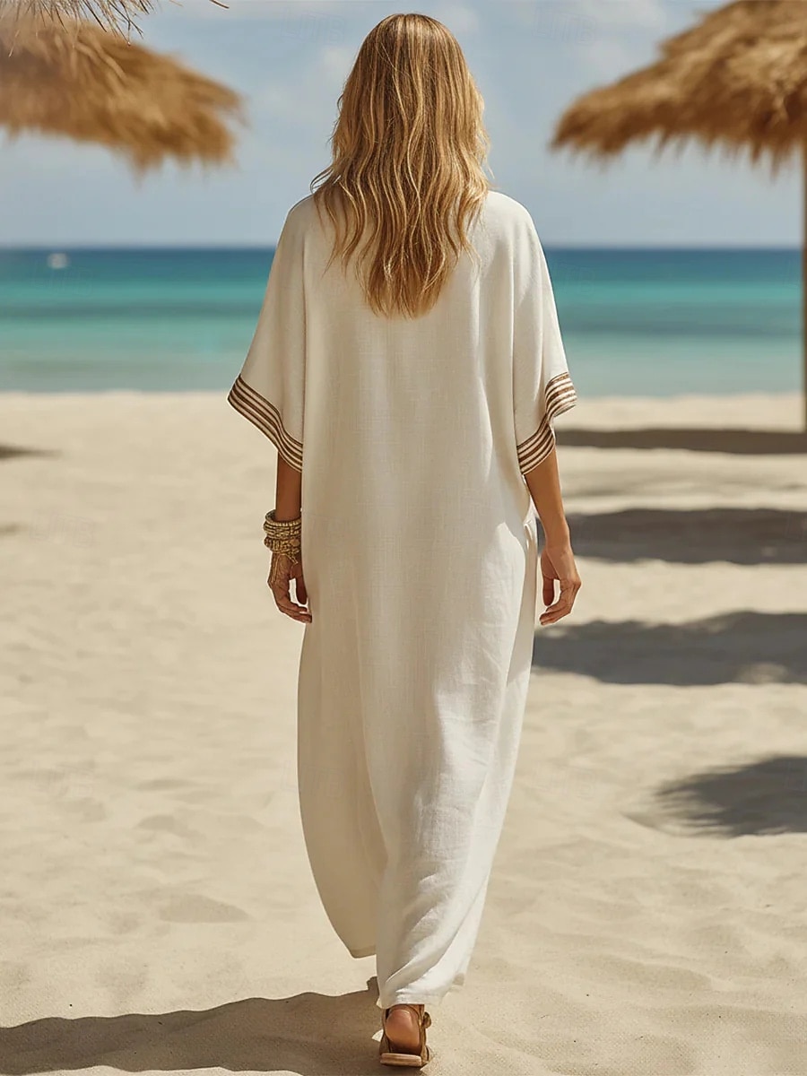 Femmes Robe maxi Robe Décontractée Robe d'été Basique Classique Quotidien Vacances Coupe Ample Uni Demi Manches Col en V Kaki Jaune Rose Claire Châtaigne Foncé Été Printemps de 2026 ? $32.99 –P3